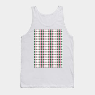 Green Pink and White Argyle Pattern Diamond Checks Tank Top